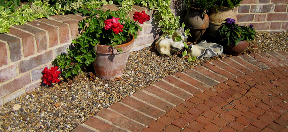 B Circular Patio of Clay Cobbles